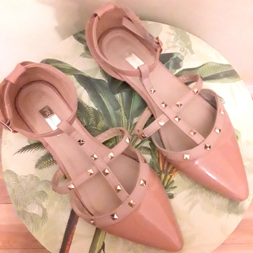 PRIMARK WOMEN'S PINK STUDDED FLATS